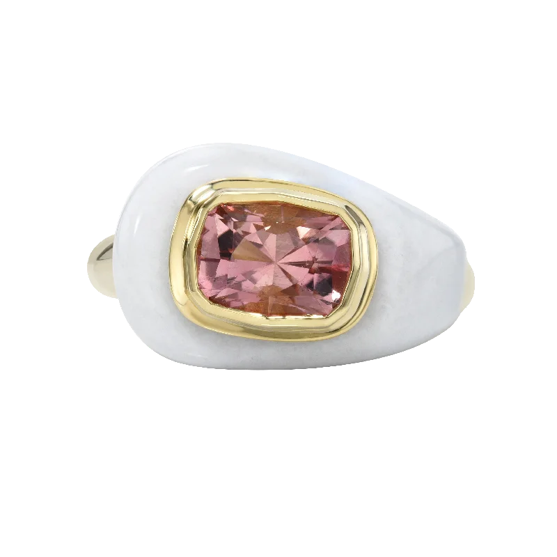 Oculus Lux - chalcedony & pink tourmaline