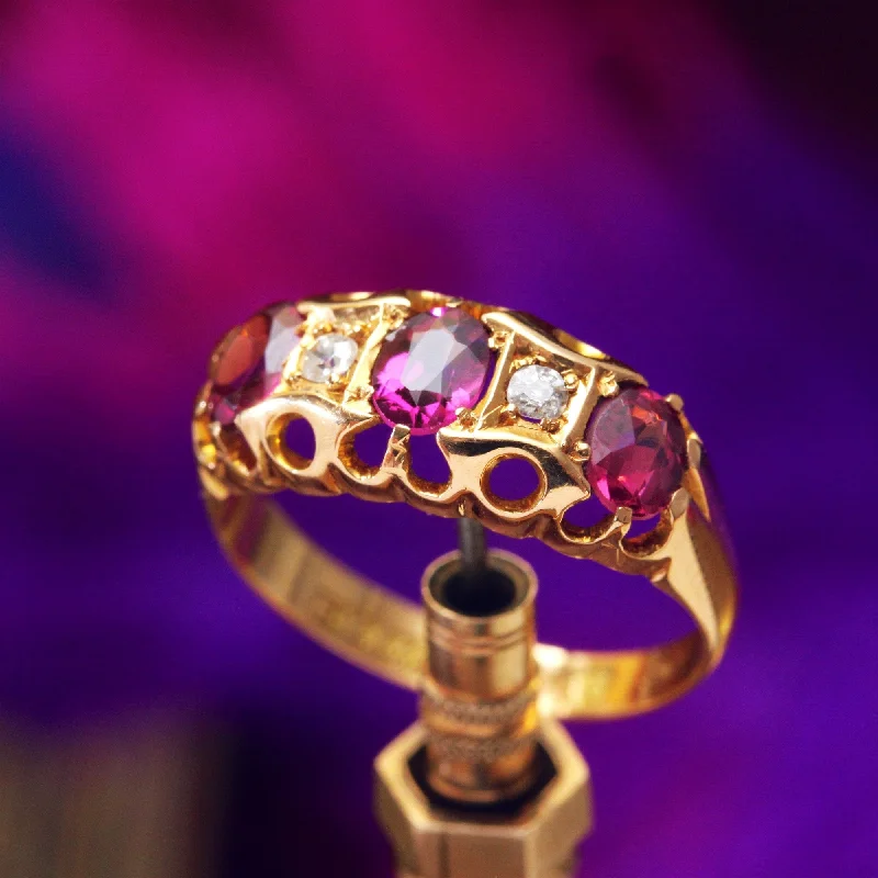 Antique Date 1911 Pink Tourmaline & Diamond Ring