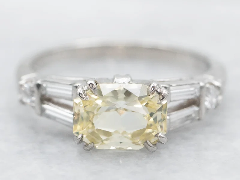 Platinum Yellow Sapphire Ring