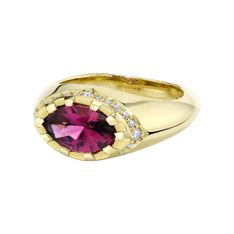 Purple Garnet with Diamond Pave