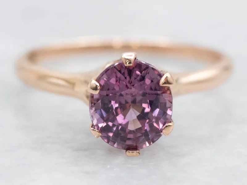 Rose Gold Rhodolite Garnet Solitaire Ring