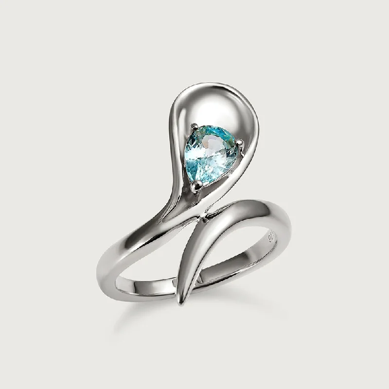 Sandblast Texture Wave Ring with Ratanakiri Blue Zircon