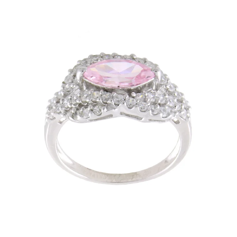 Sterling Silver 2 1/5ct Pink and White Cubic Zirconia Cluster Ring