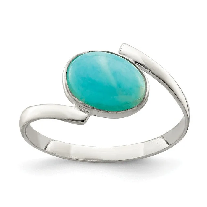 Sterling Silver Oval Amazonite ByPass Ring