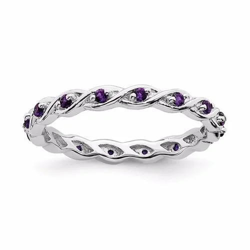 Sterling Silver Stackable Expressions Amethyst Twist Eternity Ring