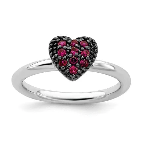 Sterling Silver Stackable Expressions Cr Ruby Heart Ring