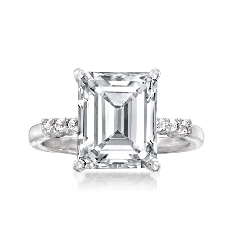 Sterling Silver White Topaz Gemstone Solitaire Ring