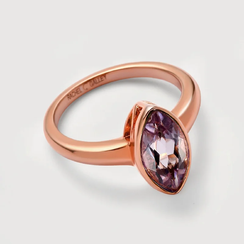 Surf Moon Ring with Pink Amethyst