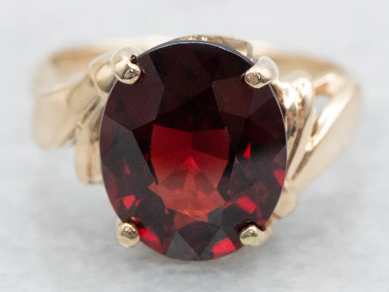 Vintage Oval-Cut Garnet Solitaire Ring