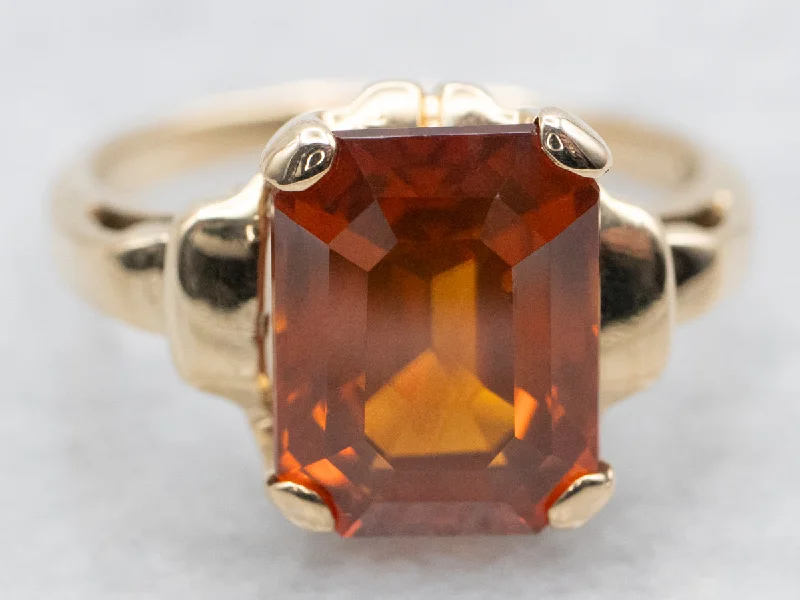 Vintage Gold Orange Zircon Ring