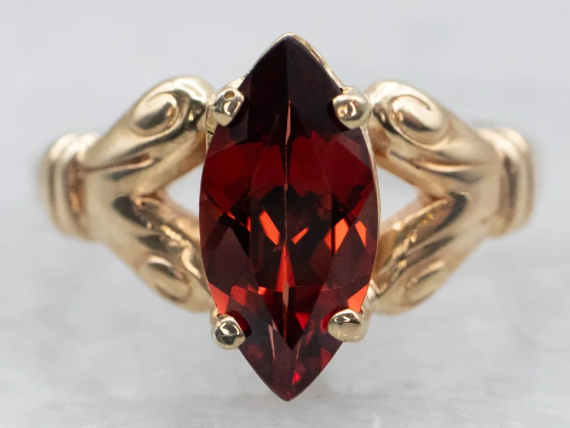 Vintage Marquise Cut Garnet Ring