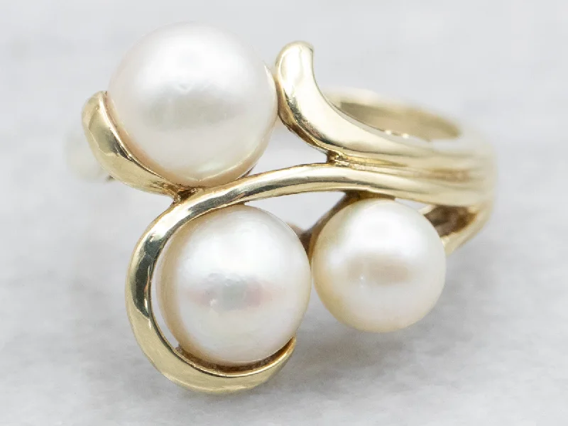 Vintage Pearl and Gold Cluster Ring