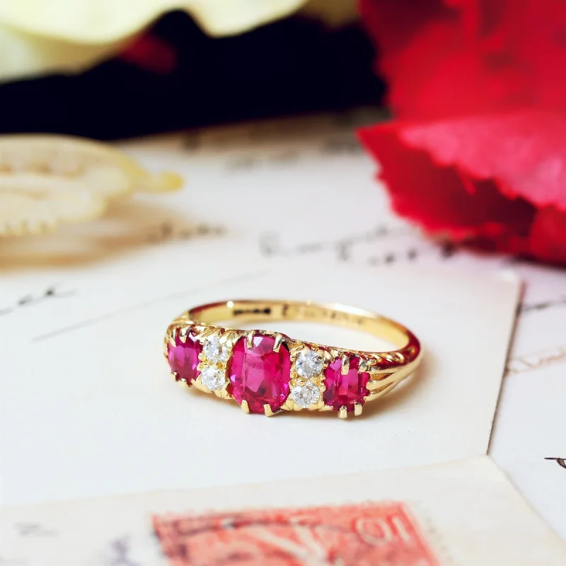 Antique Date 1913 Verneuil Ruby & Diamond Ring