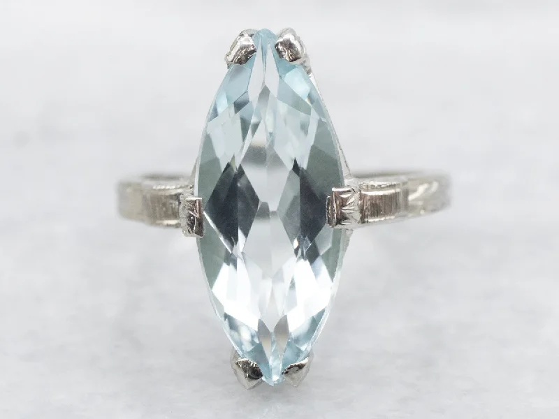 Marquise Cut Aquamarine Solitaire Ring