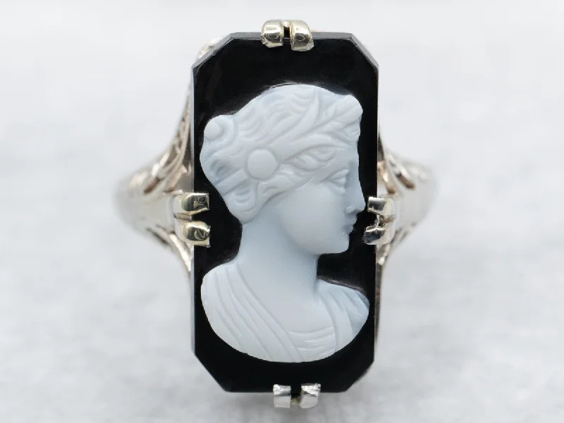 Art Deco Onyx Cameo Ring