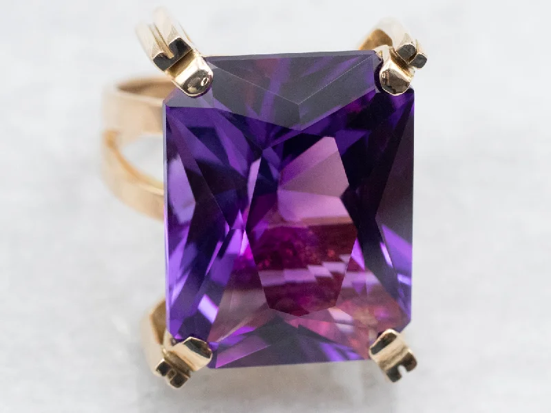 Emerald-Cut Amethyst Cocktail Ring