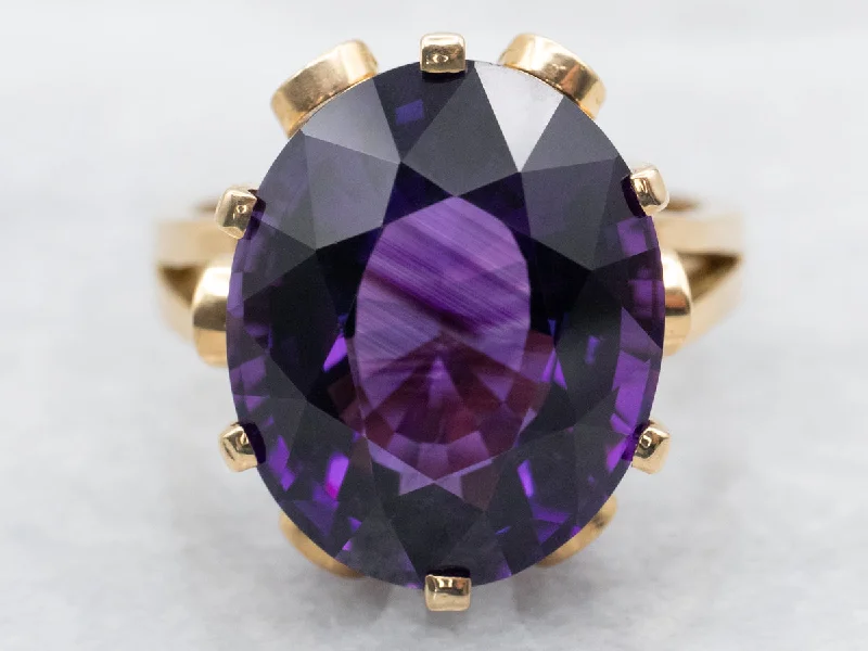 Vintage Amethyst Solitaire Cocktail Ring