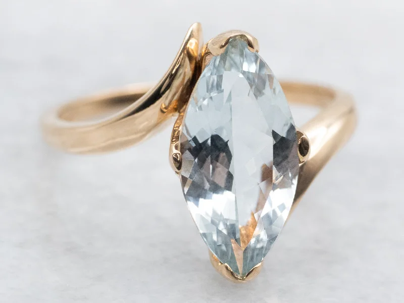 Aquamarine Solitaire Bypass Ring