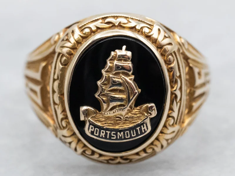 Black Onyx Portsmouth NH Class of 1945 Ring