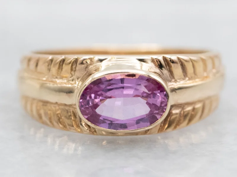 Modern Gold Pink Sapphire Ring