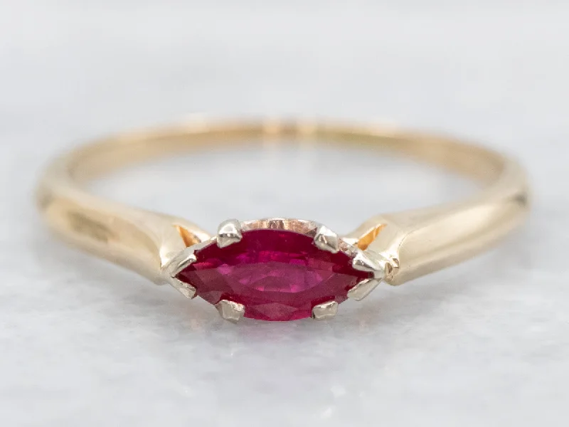 Yellow Gold East to West Ruby Solitaire Ring