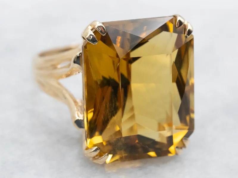 Citrine Cocktail Split Shank Ring