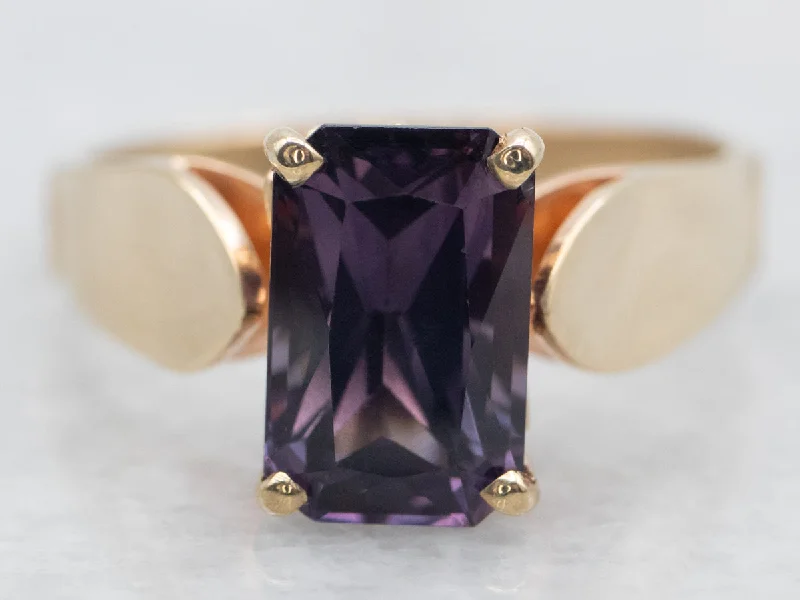 Emerald Cut Purple Spinel Solitaire Ring