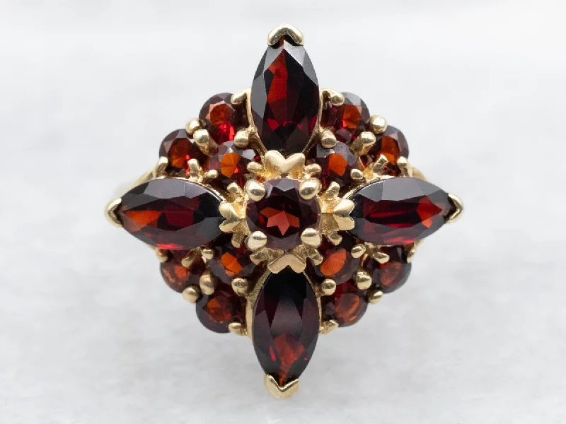 Vintage Gold and Garnet Cluster Ring