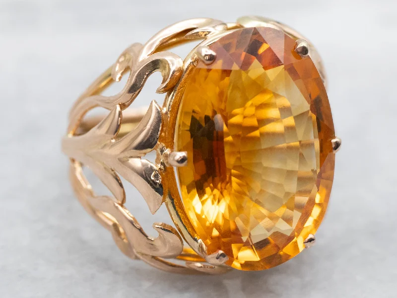 Citrine Solitaire Cocktail Ring