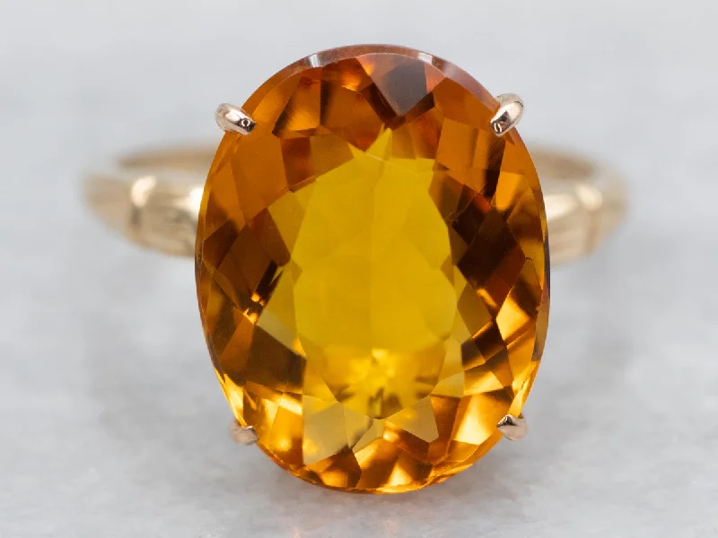 Classic Gold Citrine Solitaire Ring