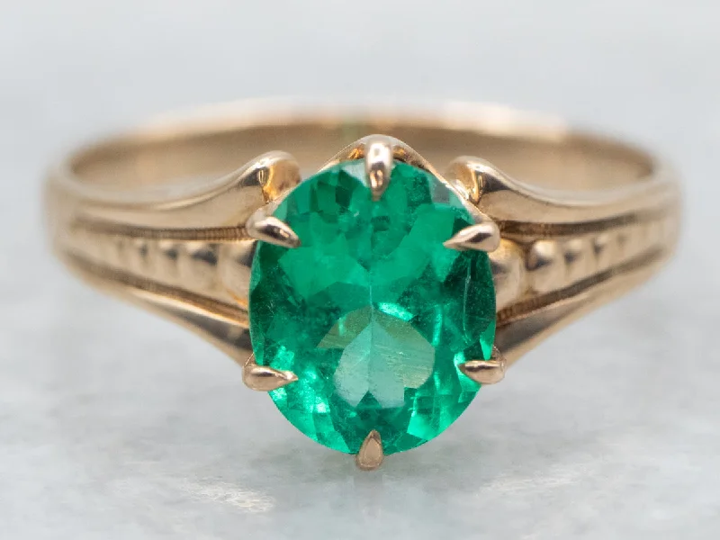 Antique Victorian Gold Emerald Solitaire Ring