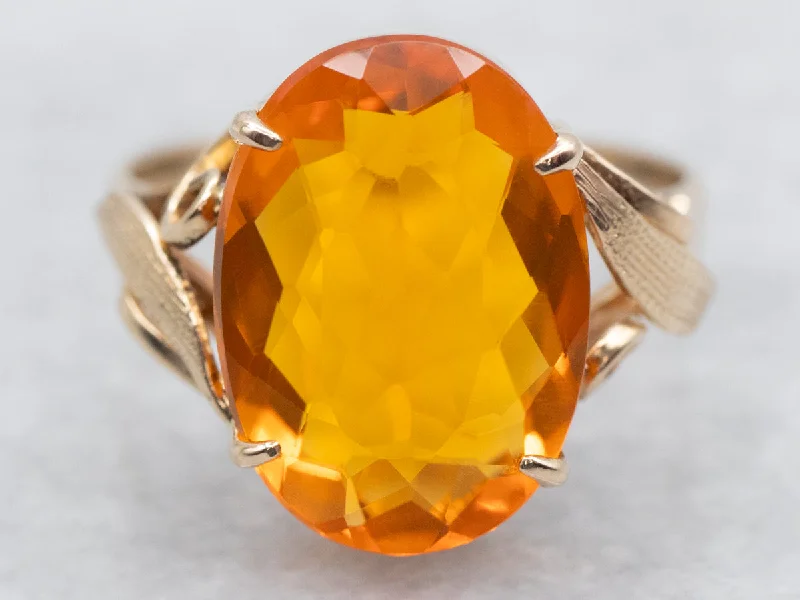 Vintage Fire Opal Solitaire Ring