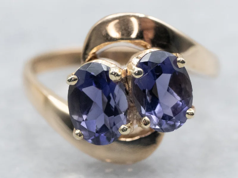 Vintage Gold Iolite Bypass Ring