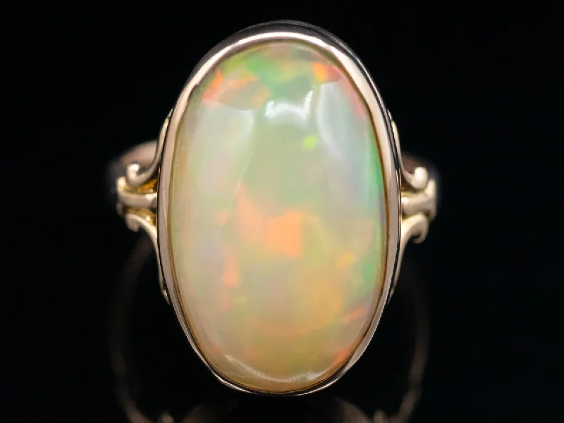 Antique Rose Gold Opal Solitaire Ring