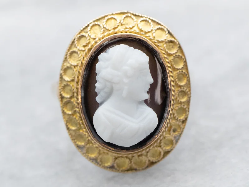 Antique Gold Sardonyx Cameo Ring