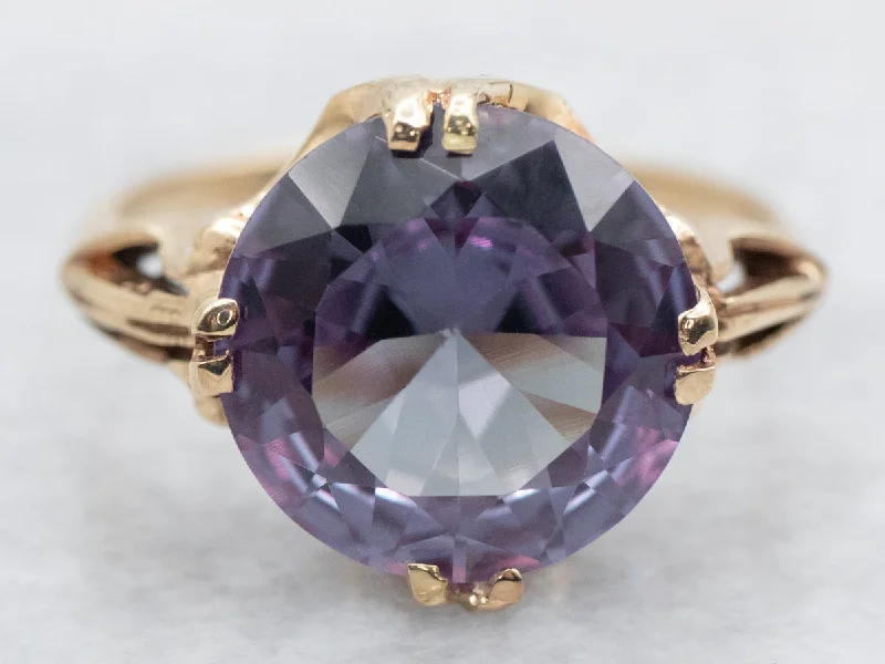 Synthetic Alexandrite Solitaire Ring