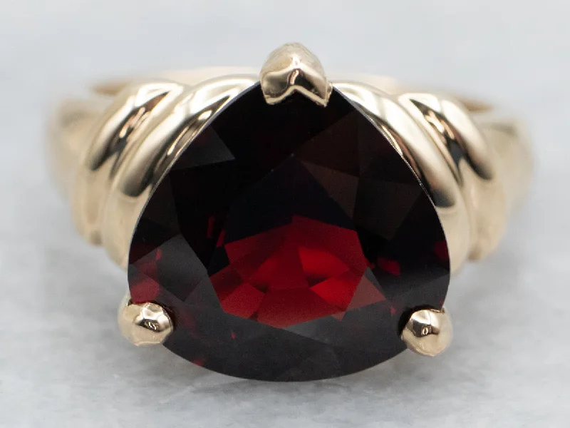 Sparkling Garnet Solitaire Ring