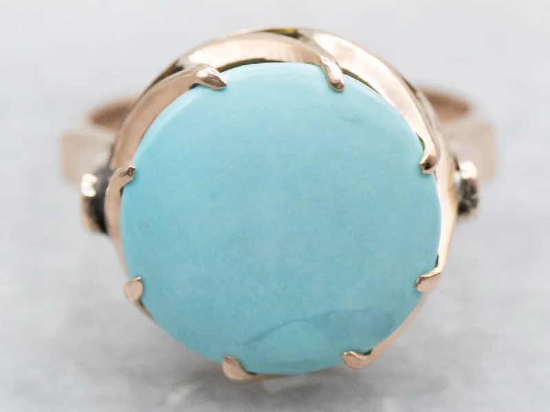 Round Cut Turquoise Solitaire Ring