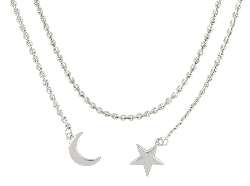 ALEX AND ANI Moon and Star Layered Chain Necklace