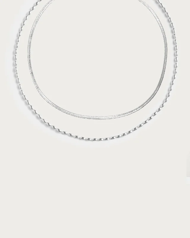 Silver Chain Necklace Set