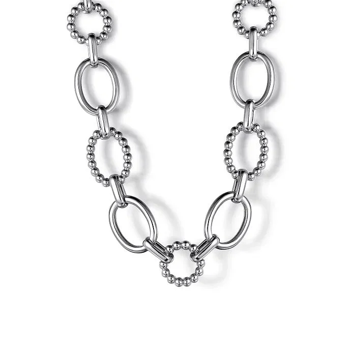 Sterling Silver Bujukan 17 inch Station Link Chain Necklace