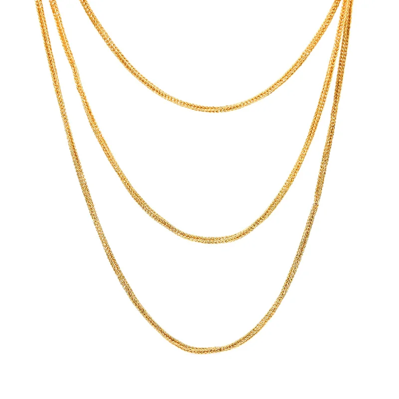 Antique French 18k yellow gold wheat chain necklace