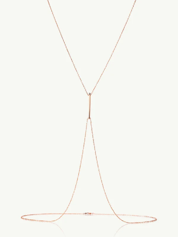 Aracelis Body Chain Necklace With Brilliant-Cut Round Diamond In 18K Rose Gold