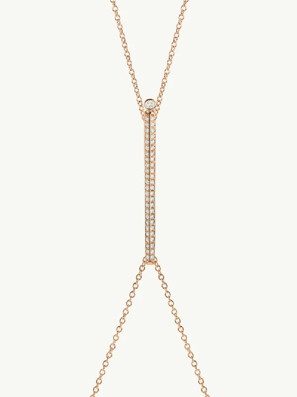 Aracelis Body Chain Necklace With Brilliant Pavè-Set Diamonds in 18K Rose Gold