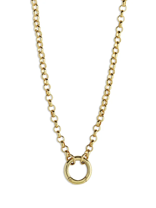 Medium Open Belcher Yellow Gold Chain Necklace