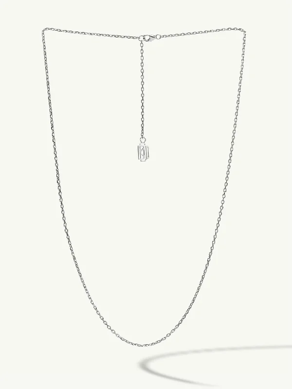 Diamond Cut Cable Chain Necklace In 18K White Gold, 1.5mm