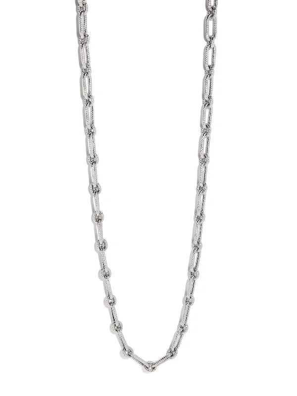 Franca White Gold Small Links Long Chain Necklace