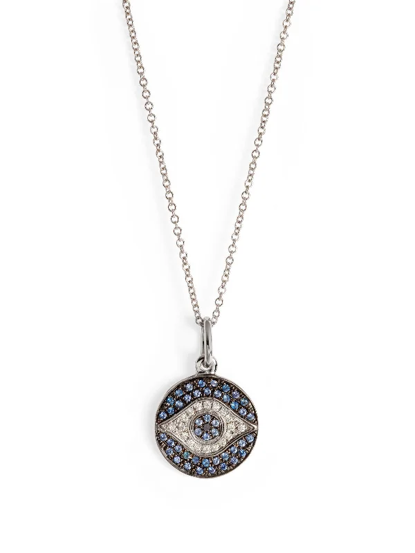 Mini Dawn Evil Eye White Gold Pendant Necklace