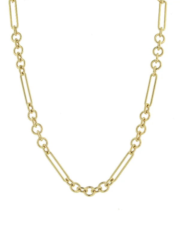 Mixed Midsize Yellow Gold Clip Chain Necklace