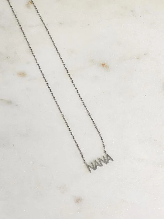 'NANA' White Gold Pendant Necklace